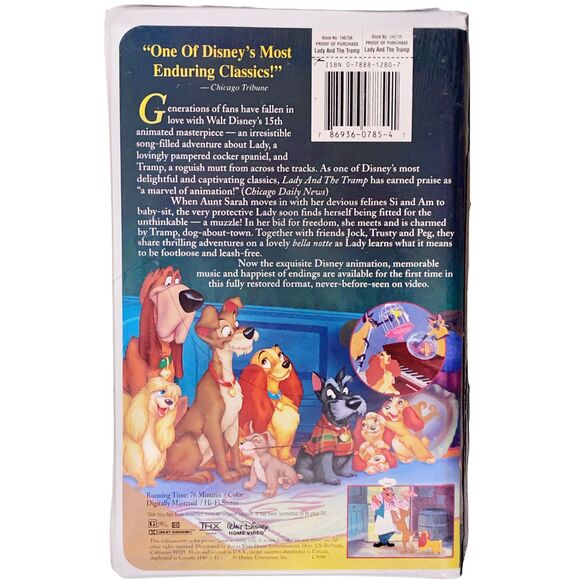 Disney Lady and the Tramp Clamshell VHS 1998 Masterpiece Collection Sealed - Picture 2 of 2